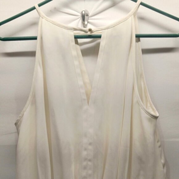 Banana Republic Ladies Size 8 Ivory Chiffon Draped Sleeveless Dress Sheer GUC - Picture 8 of 11
